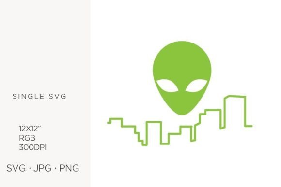Alien Head With City Skyline