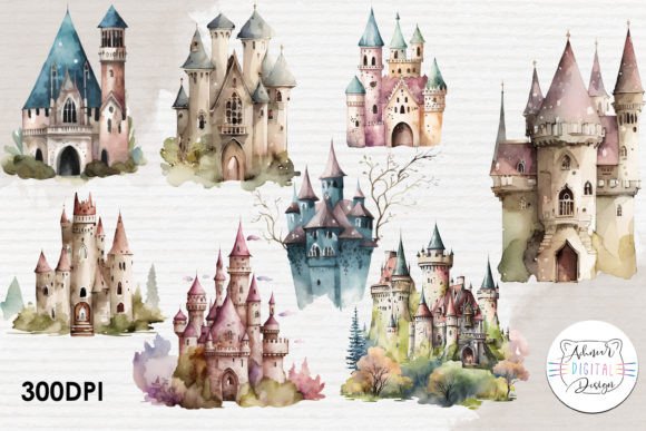 Bringing Magic to Life with the Fairy Castle Watercolor Clipart Bundle