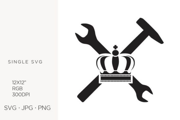 Crown, Wrench & Hammer SVG Icon