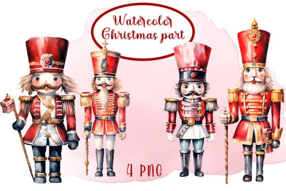 Elevating Holiday Design with Watercolor Christmas Nutcracker Clipart