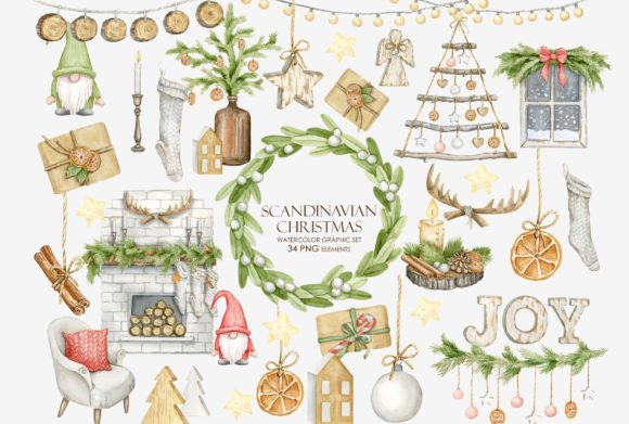 Elevating Holiday Designs with Watercolor Rustic Christmas Clipart