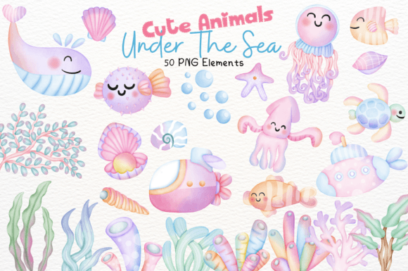 Evaluating Cute Animals Under the Sea 50 Cliparts for Creative Projects