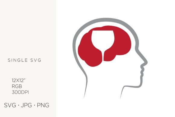 Evaluating the Glass of Wine Inside Human Head Vector Artwork
