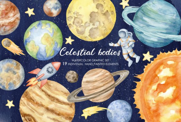 Evaluating the Practical Value of Watercolor Celestial Bodies Clipart for Creative Projects
