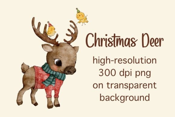 Evaluating Watercolor Christmas Deer Cliparts for Holiday Design Projects