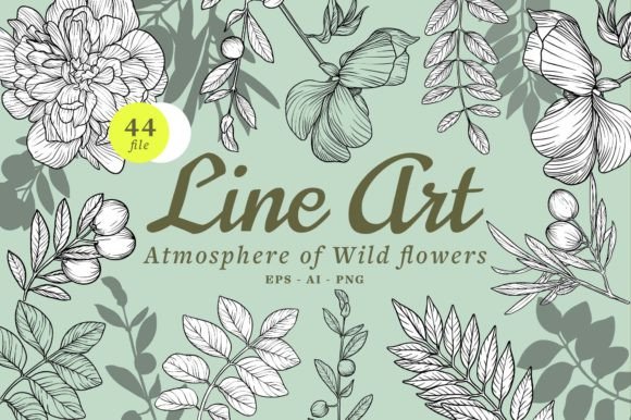 Line Art Wild Flowers