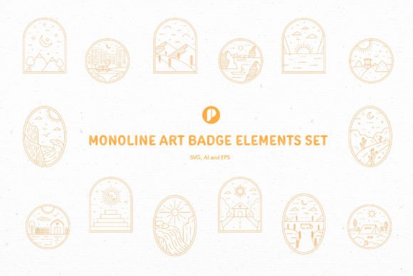 Monoline Art Badge: Elegant Nature Graphics