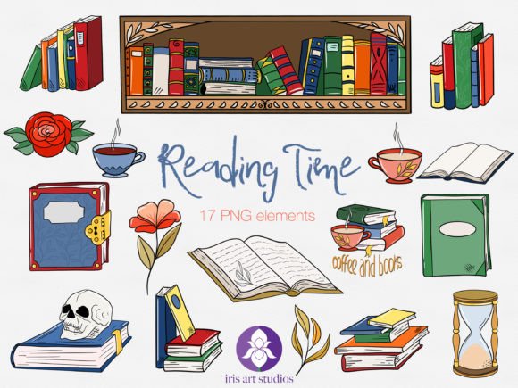 Reading Clipart, Books and Coffee: A Guide to Digital Illustrations