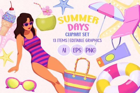 Summer Days Png and Vector Clipart Set: A Versatile Design Resource for Creators