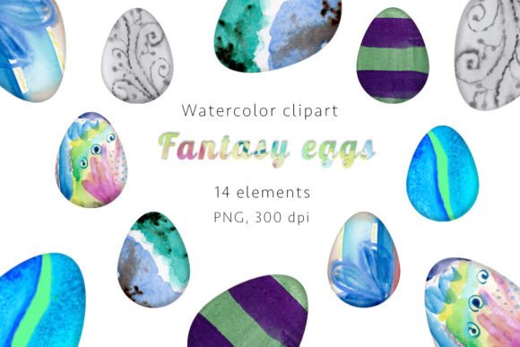 Unlocking Creativity with Fantasy Eggs Watercolor Clipart, PNG