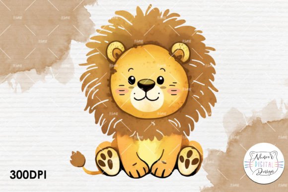 Watercolor Baby Lion Design: A Creative Asset