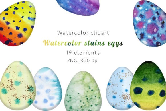 Watercolor Stains Eggs Clipart Guide