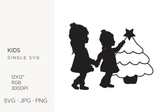 Winter Girls & Christmas Tree Clipart