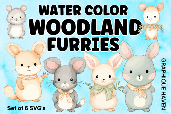 Woodland Watercolor Animals Clipart Set